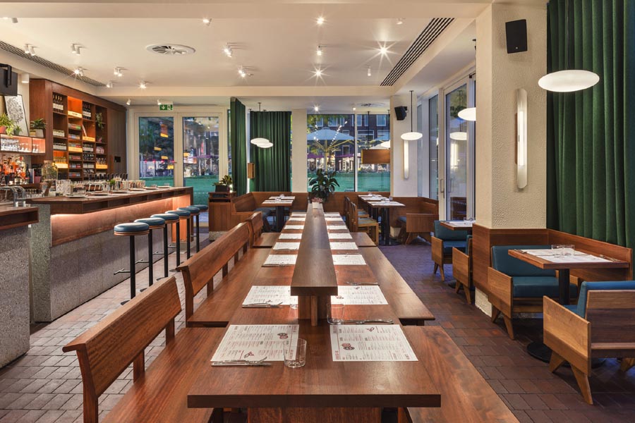 Arabica Restaurant designed by Gundry & Ducker features Ketley Brown Brindle quarry tiles
