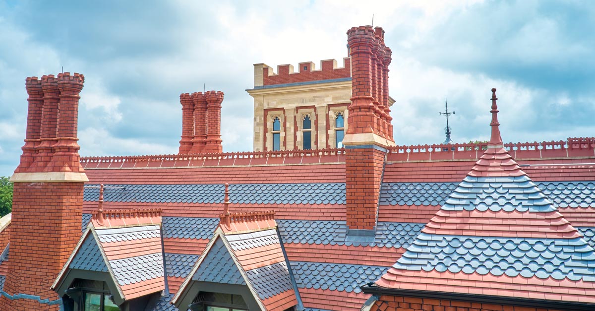 bespoke finials on the dormers and bespoke ornamental ridges at Athlone House