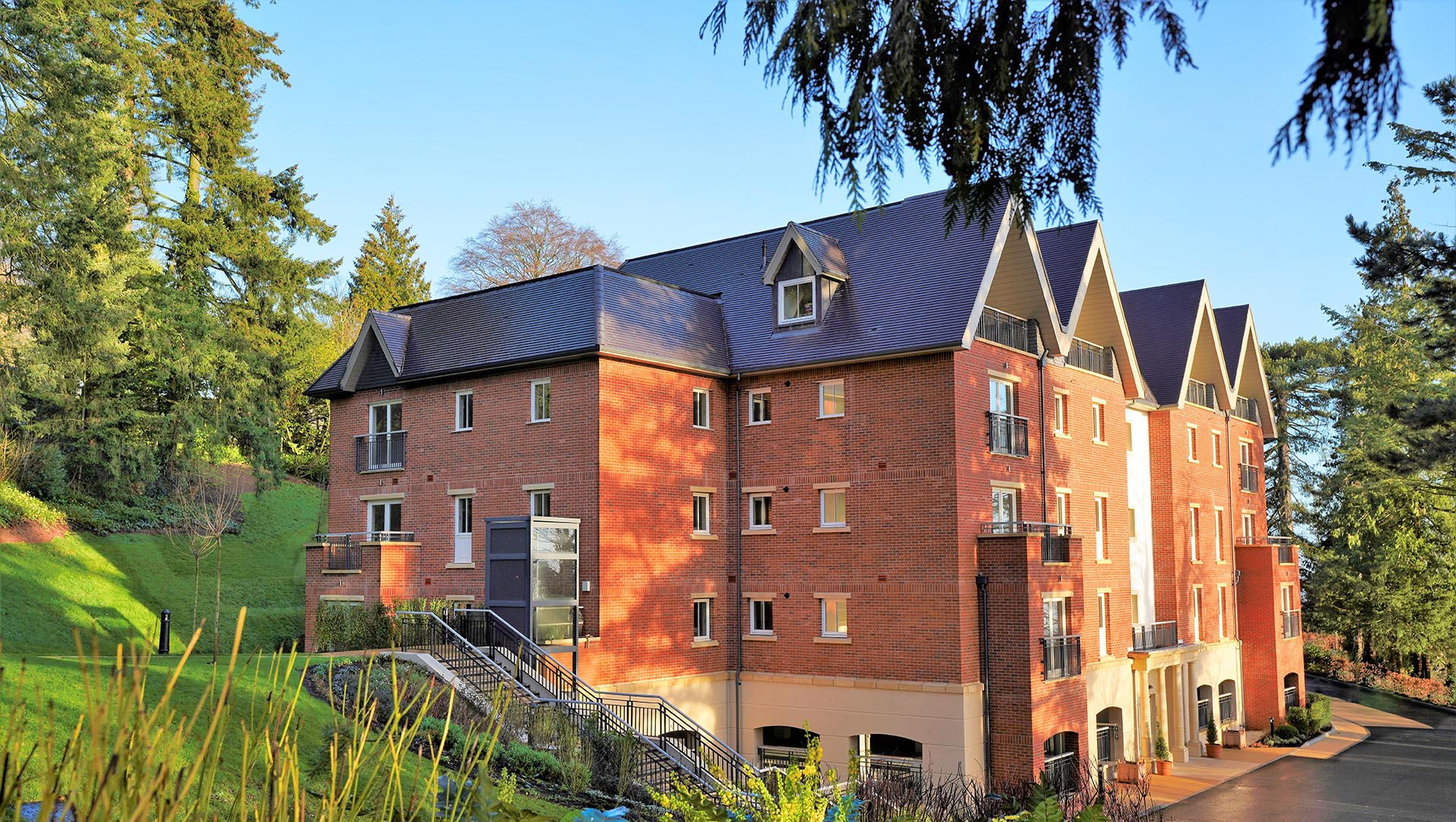 Mason Court Audley Malvern with Staffs blue tiles