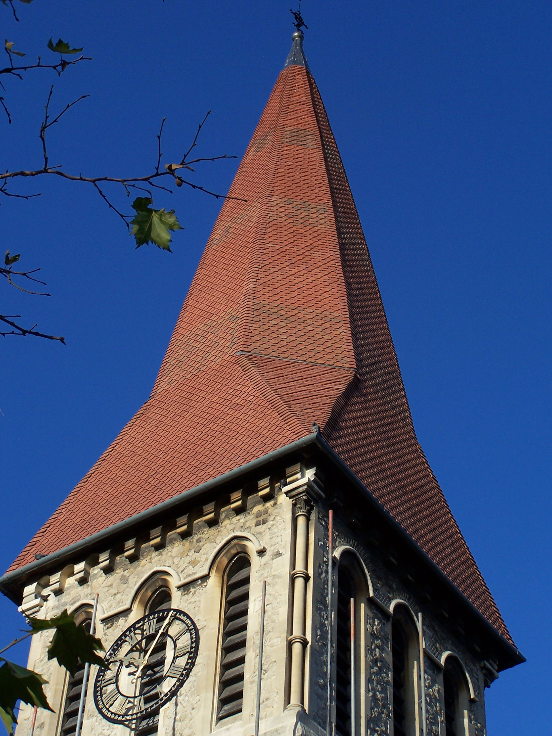 Plum Red tiles with bands of ornamental Country Brown