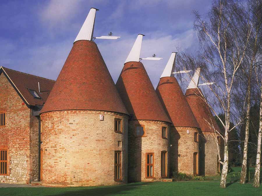 Re-roofing of Oast Houses in Country Brown smoothfaced tiles