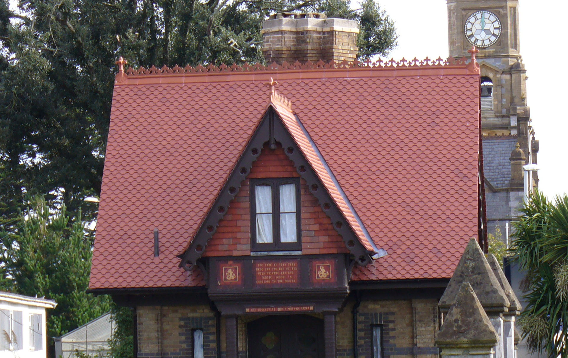 Red Ornamental Fishtail tiles were used to refurbish this Grade II listed lodge