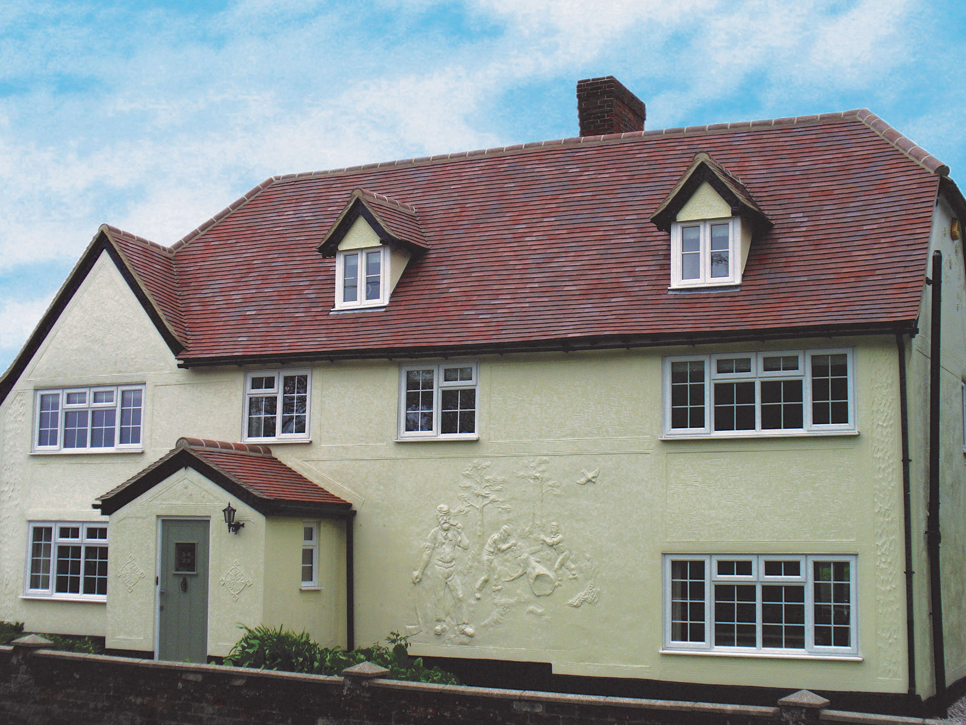 Reroof of an Essex Farmhouse with Brown Antique Rustic tiles