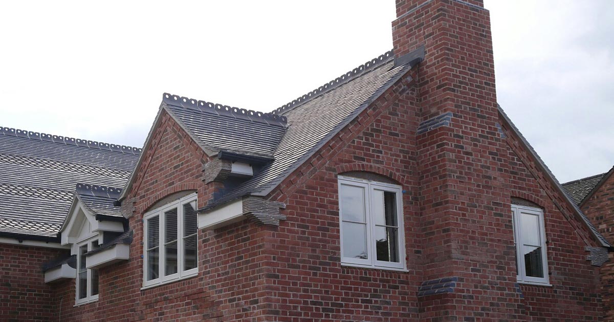 Rustic Staffs blue tiles with ornamental ridges