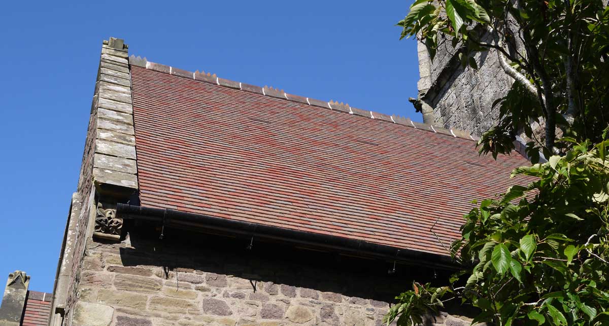 Rustic Trafalgar blend tiles at Church Stretton Church