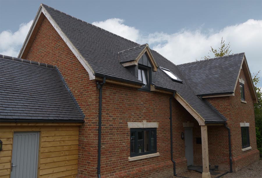 Staffordshire Blue Classic handmade tiles on a self build in Arlington