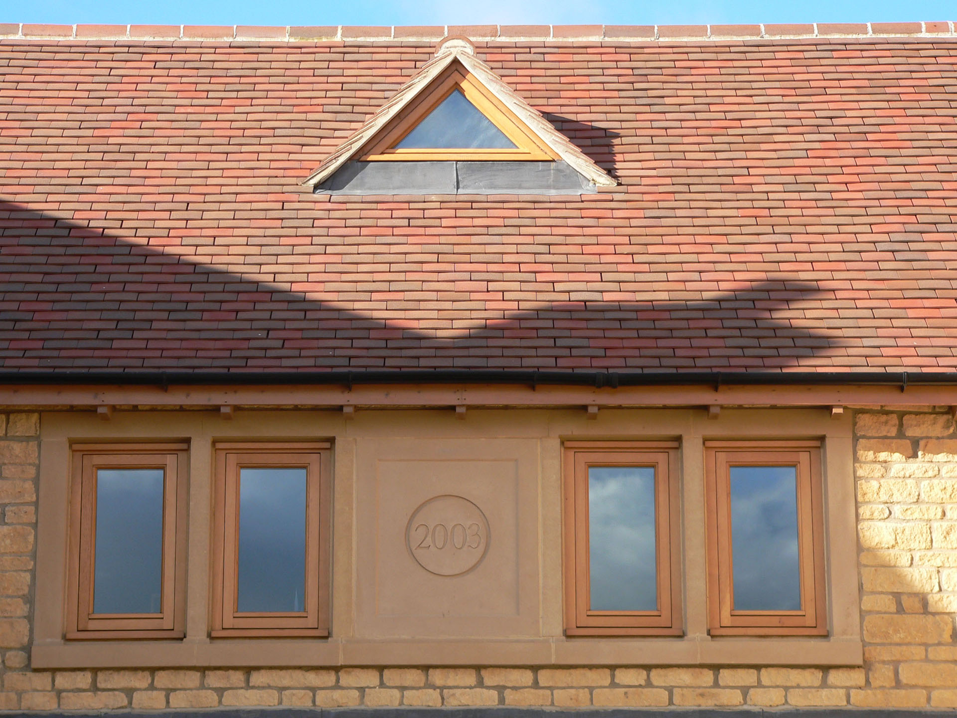 Trafalgar blend tiles on a selfbuild house