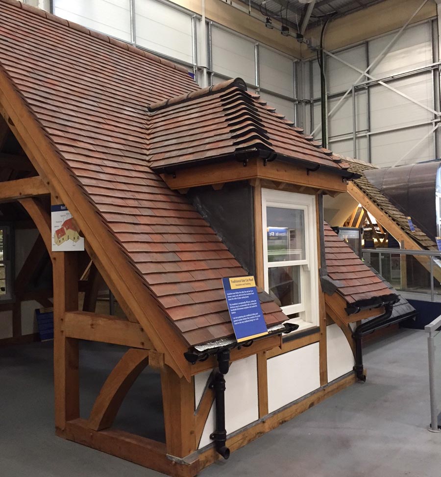 brown antique rustic tiles on display at the Self Build Centre in Swindon