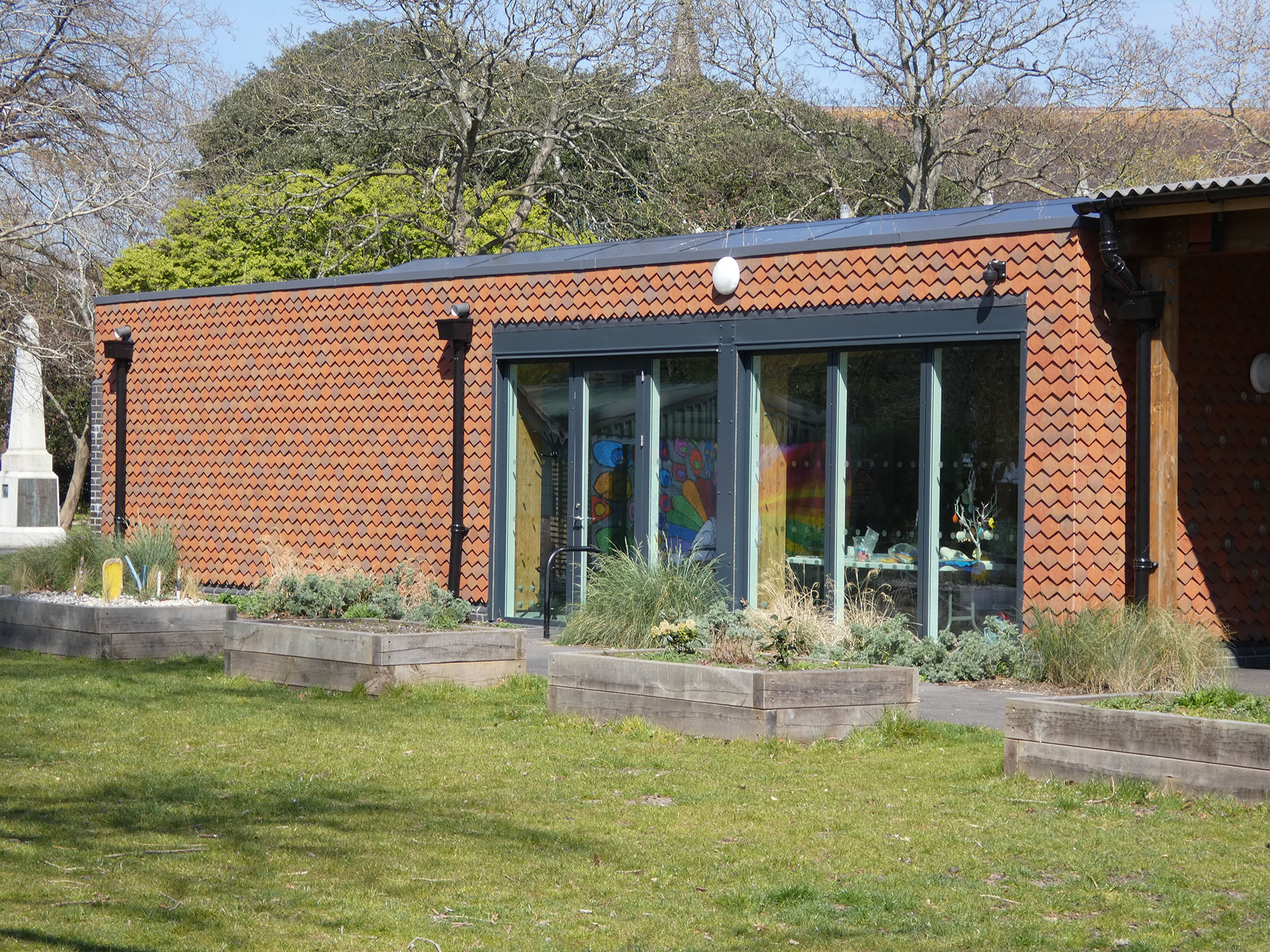 handmade mixed colour blend of arrowhead tiles at The Green House in Victoria Park Portsmouth