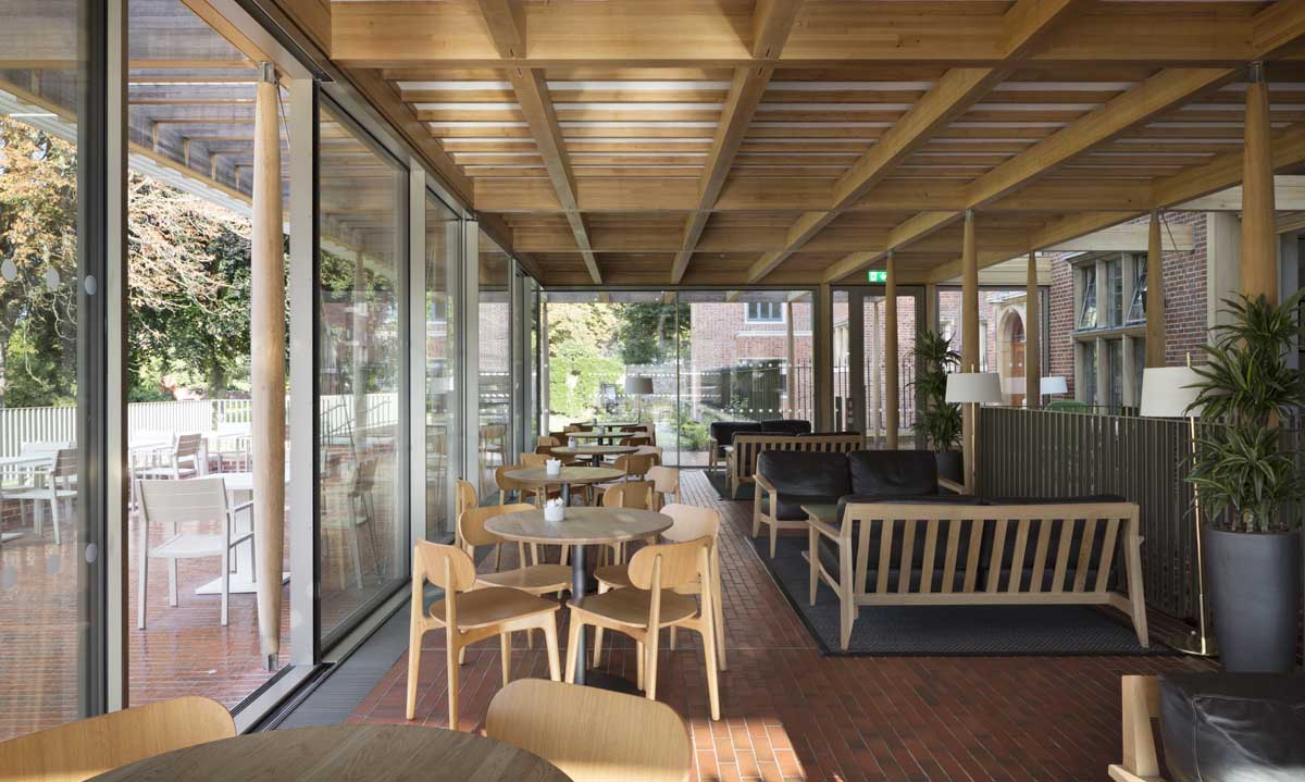 light multi brick sized quarry tiles at Jesus College Cambridge