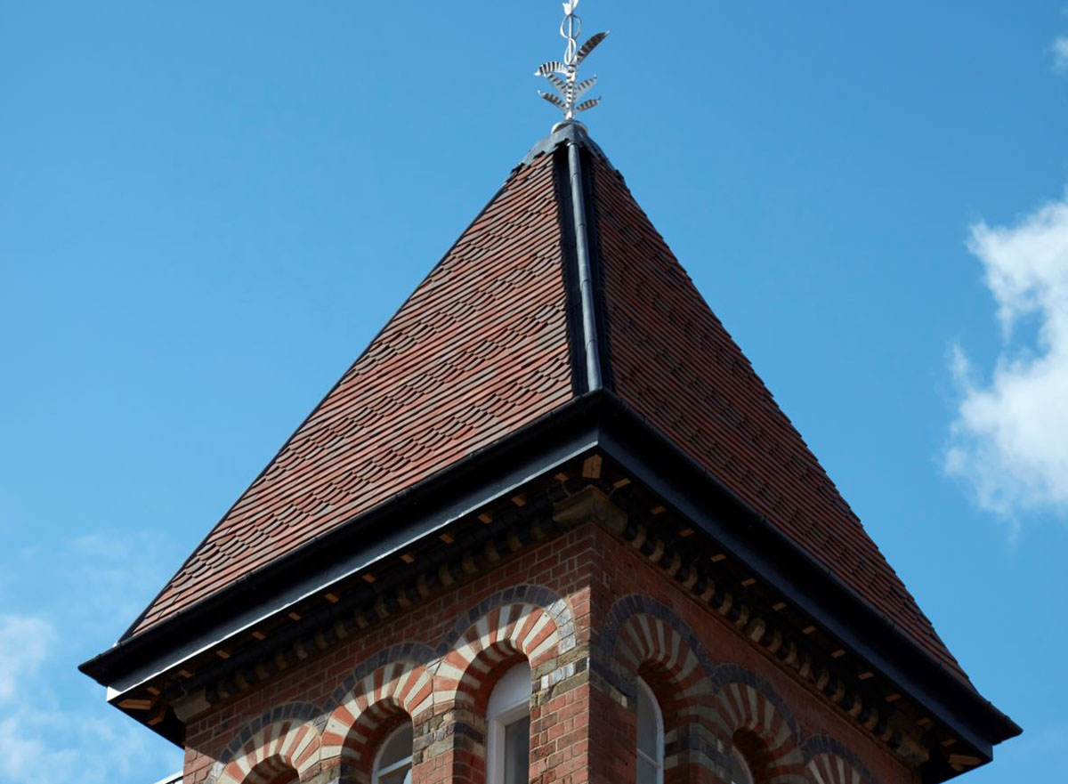 red blue plain and ornamental club tiles at the Argent Centre in Birmingham