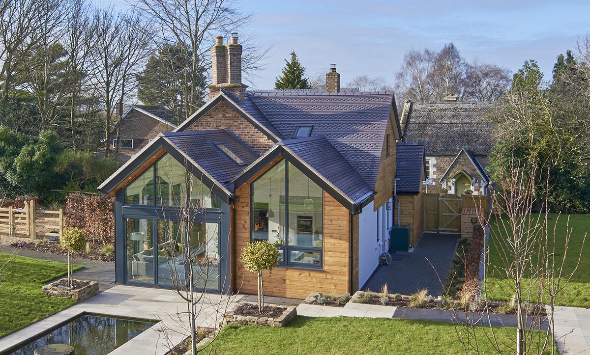 school house renovated and remodelled using Dreadnought Staffs blue plain and ornamental tiles